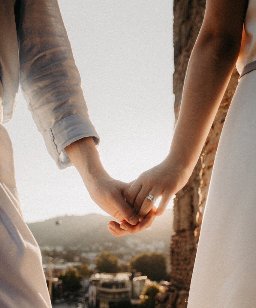 wedding, couple, wedding ring, holding hands, romantic, city, light, love, man, woman, sunset, portrait, friendship, togetherness, intimate, nature, view, modern, outdoors, strong relationship